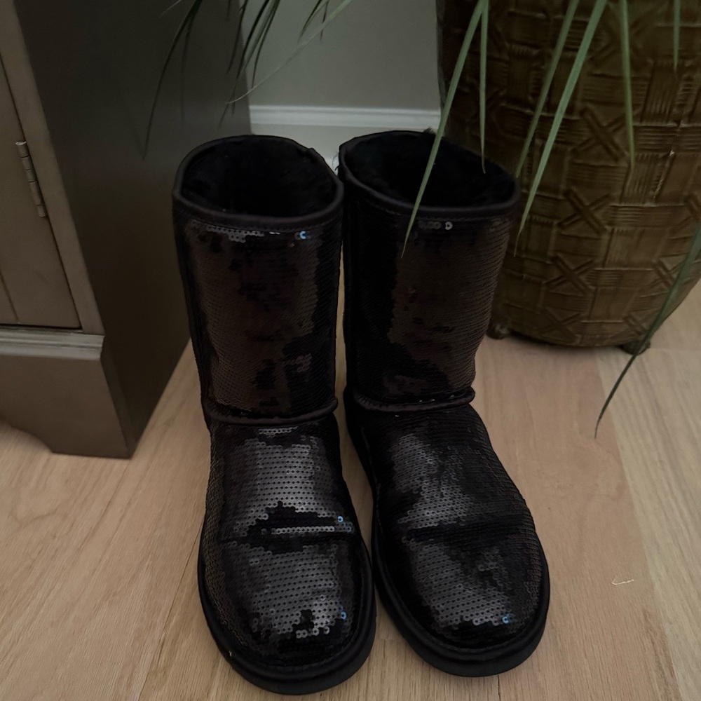 Black Sequin Boots